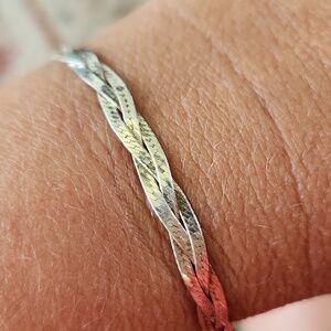 925 Italy‎ sterling silver braided herrinbgbone bracelet
